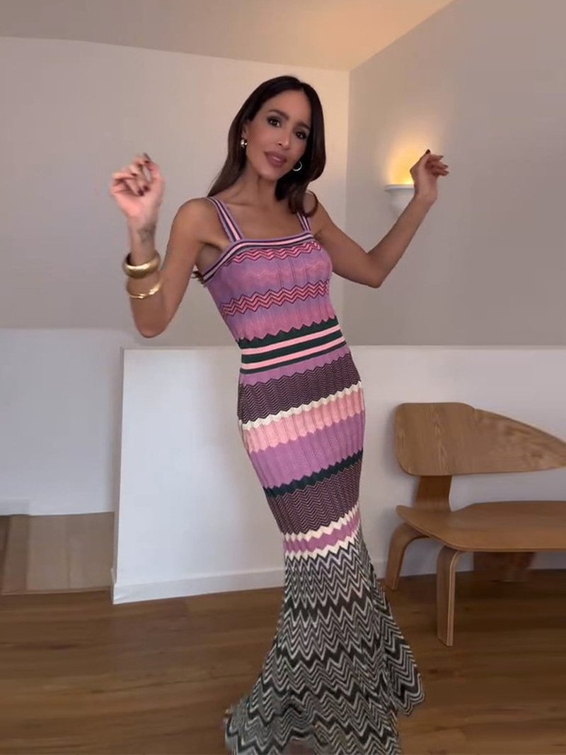 Strapless Geometric Print Midi Dress H6780