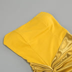 Strapless Gold Satin Maxi Dress H6341