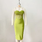Strapless Green Bandage Midi Dress H6022