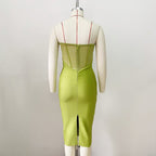 Strapless Green Bandage Midi Dress H6022