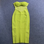 Strapless Green Bandage Midi Dress H6022