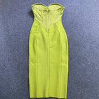Strapless Green Bandage Midi Dress H6022