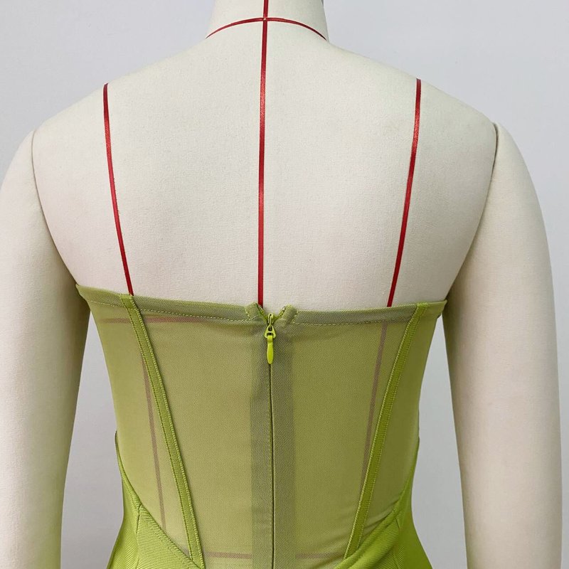 Strapless Green Bandage Midi Dress H6022