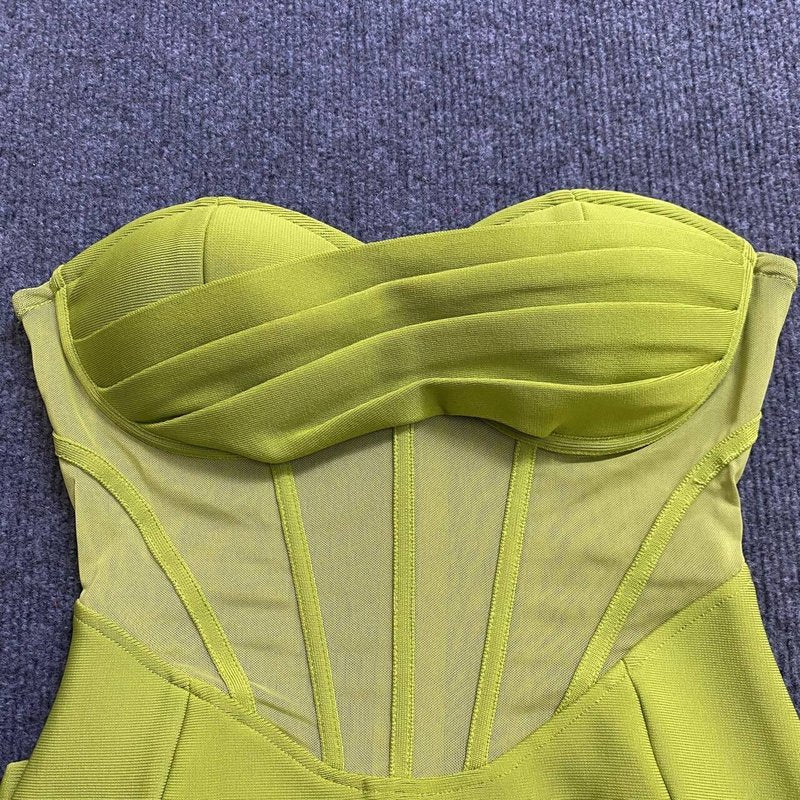 Strapless Green Bandage Midi Dress H6022