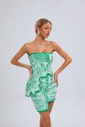 Strapless Green Ruffle Bandage Dress H6273