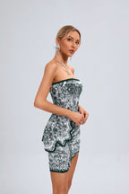 Strapless Green Ruffle Bandage Dress H6273