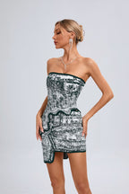 Strapless Green Ruffle Bandage Dress H6273