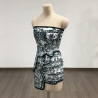 Strapless Green Ruffle Bandage Dress H6273
