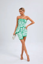 Strapless Green Ruffle Bandage Dress H6273