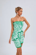 Strapless Green Ruffle Bandage Dress H6273