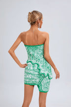 Strapless Green Ruffle Bandage Dress H6273