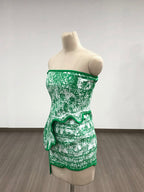 Strapless Green Ruffle Bandage Dress H6273
