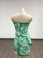 Strapless Green Ruffle Bandage Dress H6273