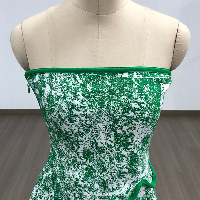 Strapless Green Ruffle Bandage Dress H6273