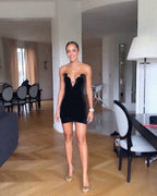 Strapless Heart Cutout Velvet Dress H6409