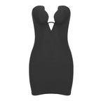 Strapless Heart Cutout Velvet Dress H6409