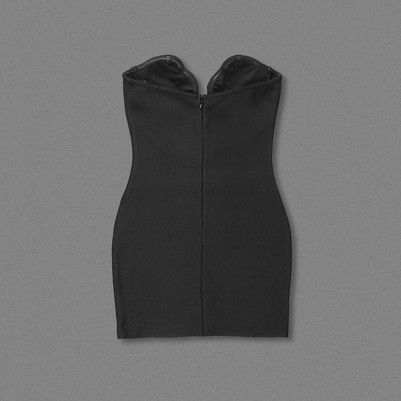 Strapless Heart Cutout Velvet Dress H6409
