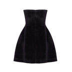 Strapless Heart Embellished Velvet Mini Dress H6011