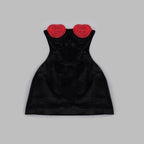 Strapless Heart Embellished Velvet Mini Dress H6011