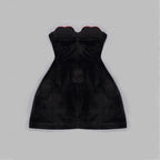 Strapless Heart Embellished Velvet Mini Dress H6011