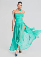 Strapless High Slit Chiffon Gown H6059