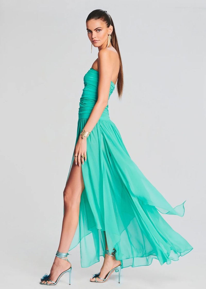 Strapless High Slit Chiffon Gown H6059