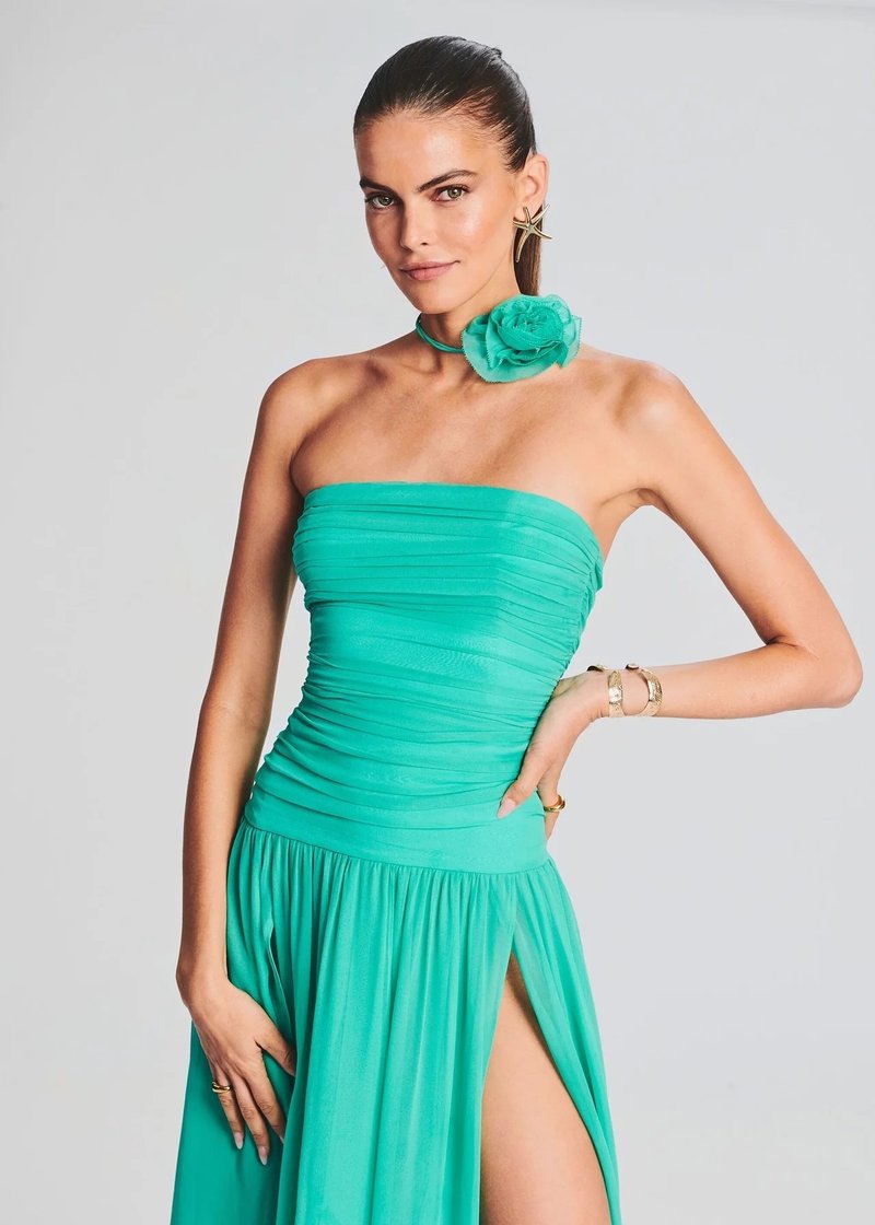 Strapless High Slit Chiffon Gown H6059
