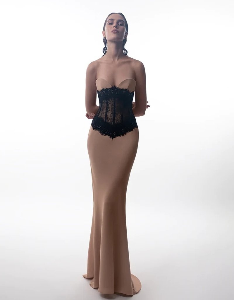 Strapless Lace Corset Gown H6382