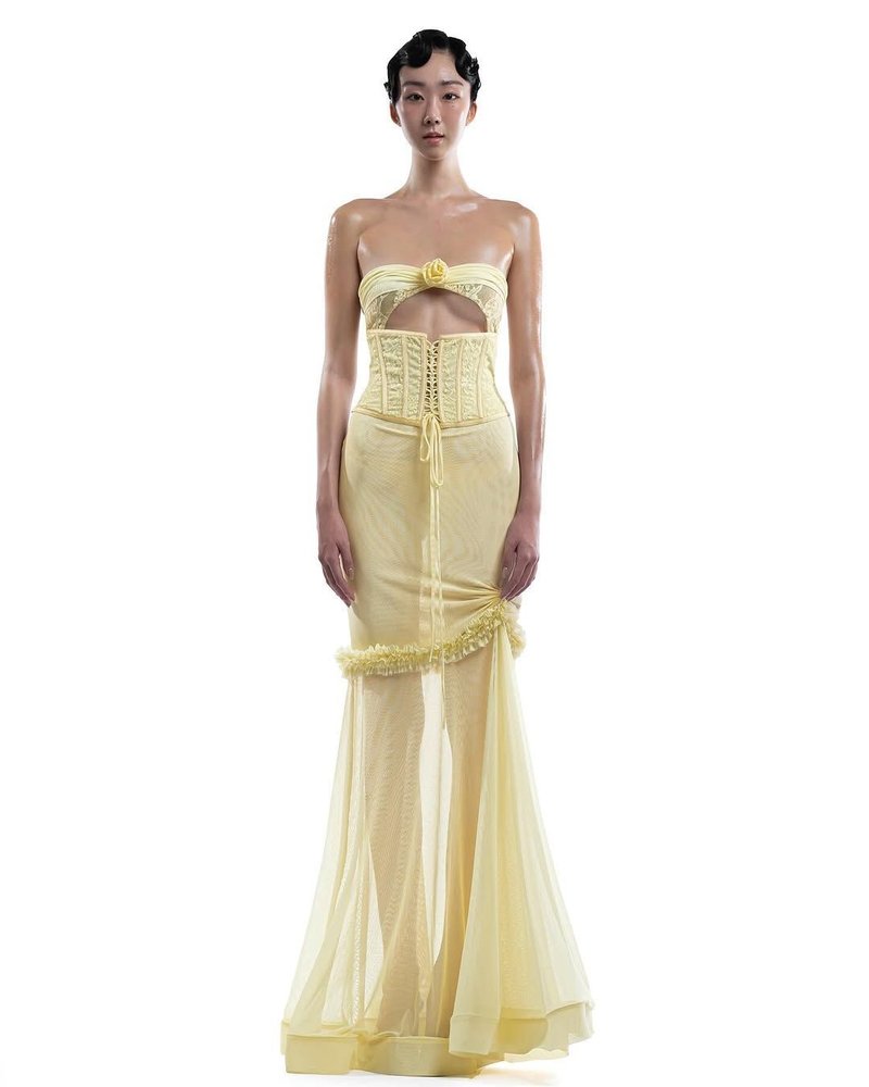 Strapless Lace Corset Gown H6849