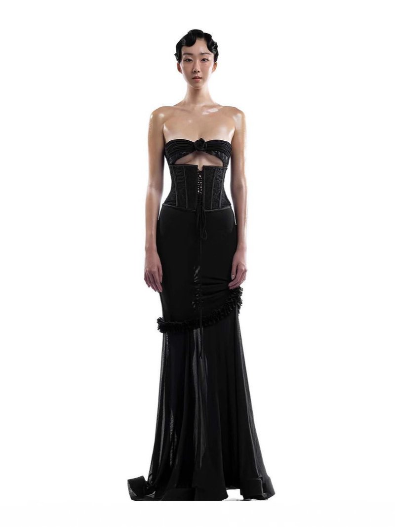 Strapless Lace Corset Gown H6849