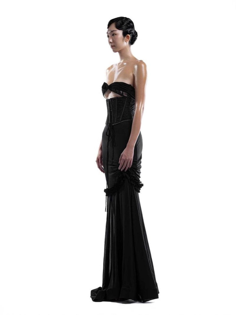 Strapless Lace Corset Gown H6849