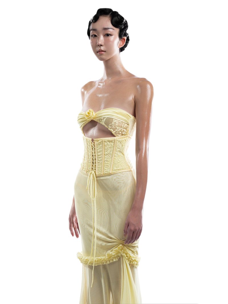 Strapless Lace Corset Gown H6849