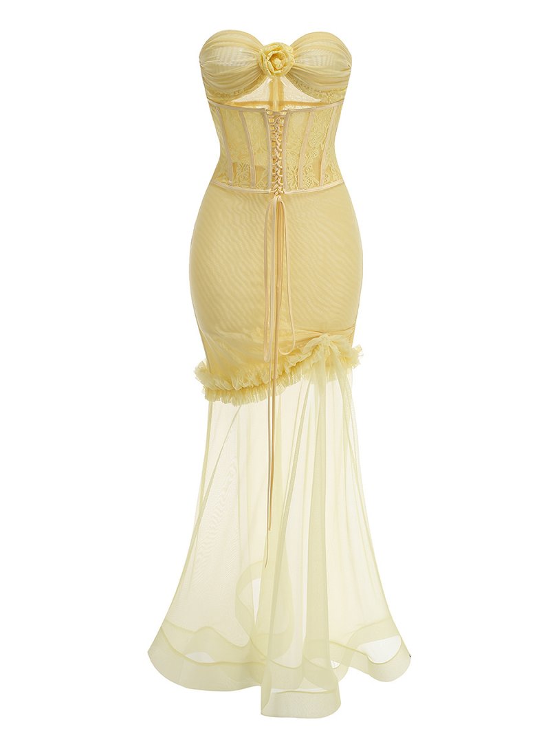 Strapless Lace Corset Gown H6849