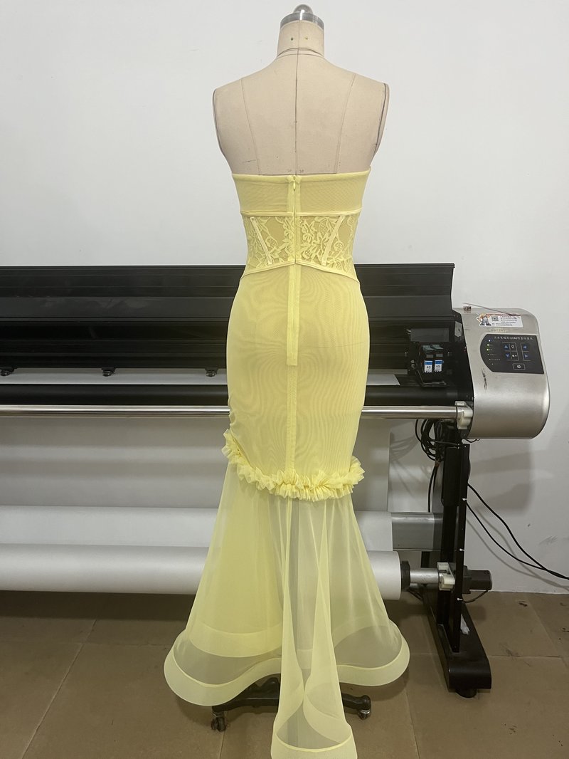 Strapless Lace Corset Gown H6849