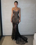 Strapless Lace Corset Gown H7146