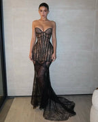 Strapless Lace Corset Gown H7146