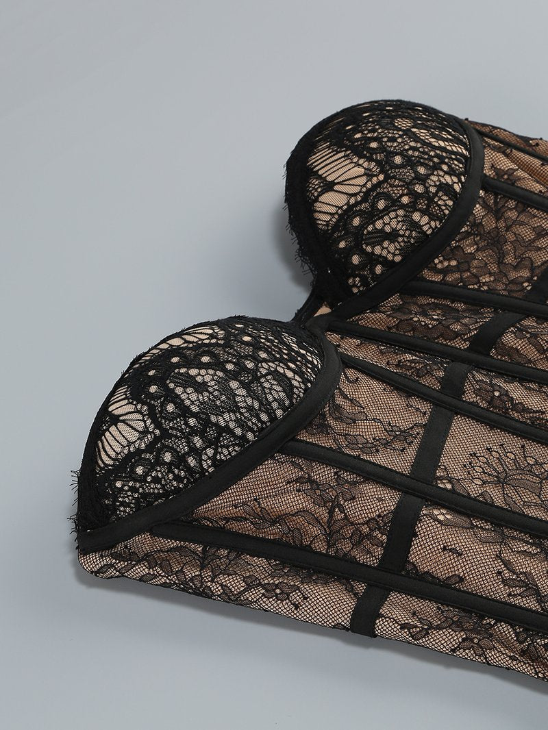 Strapless Lace Corset Gown H7146