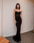 Strapless Lace Corset Maxi Dress H6161