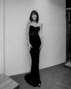 Strapless Lace Corset Maxi Dress H6161