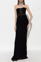 Strapless Lace Corset Maxi Dress H6161