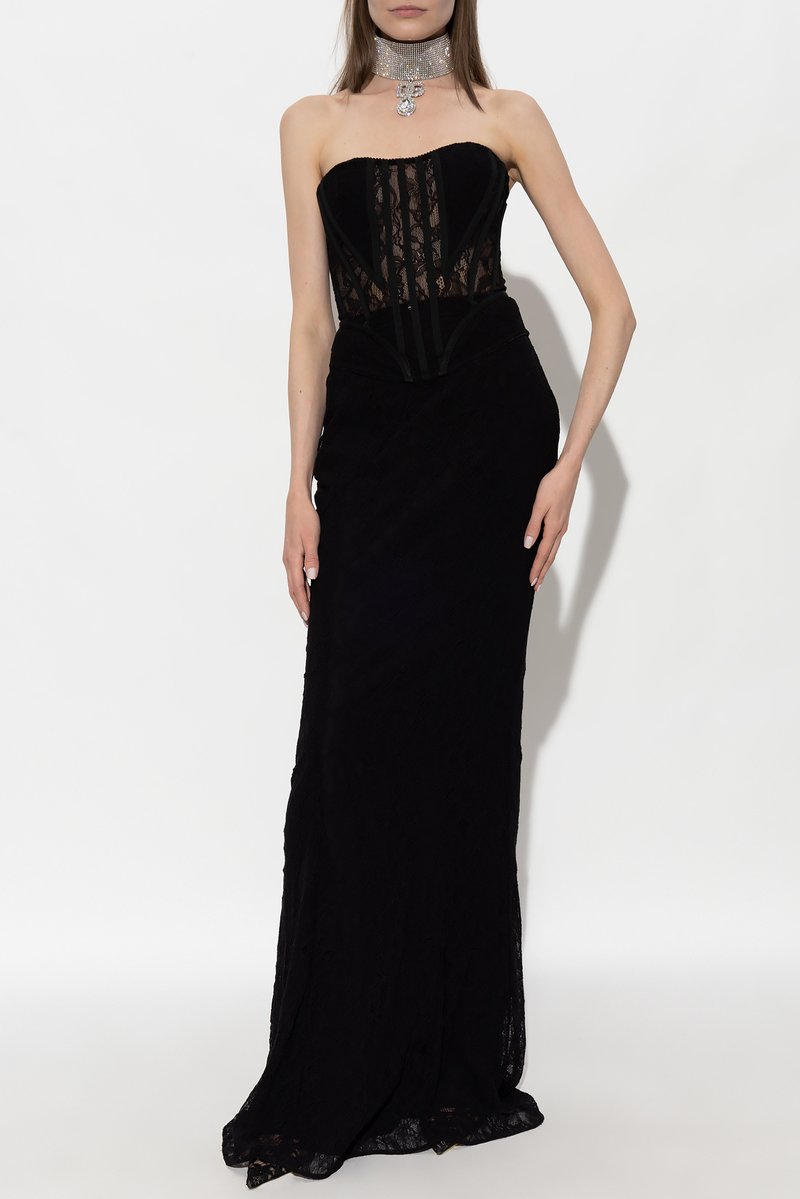 Strapless Lace Corset Maxi Dress H6161