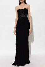 Strapless Lace Corset Maxi Dress H6161