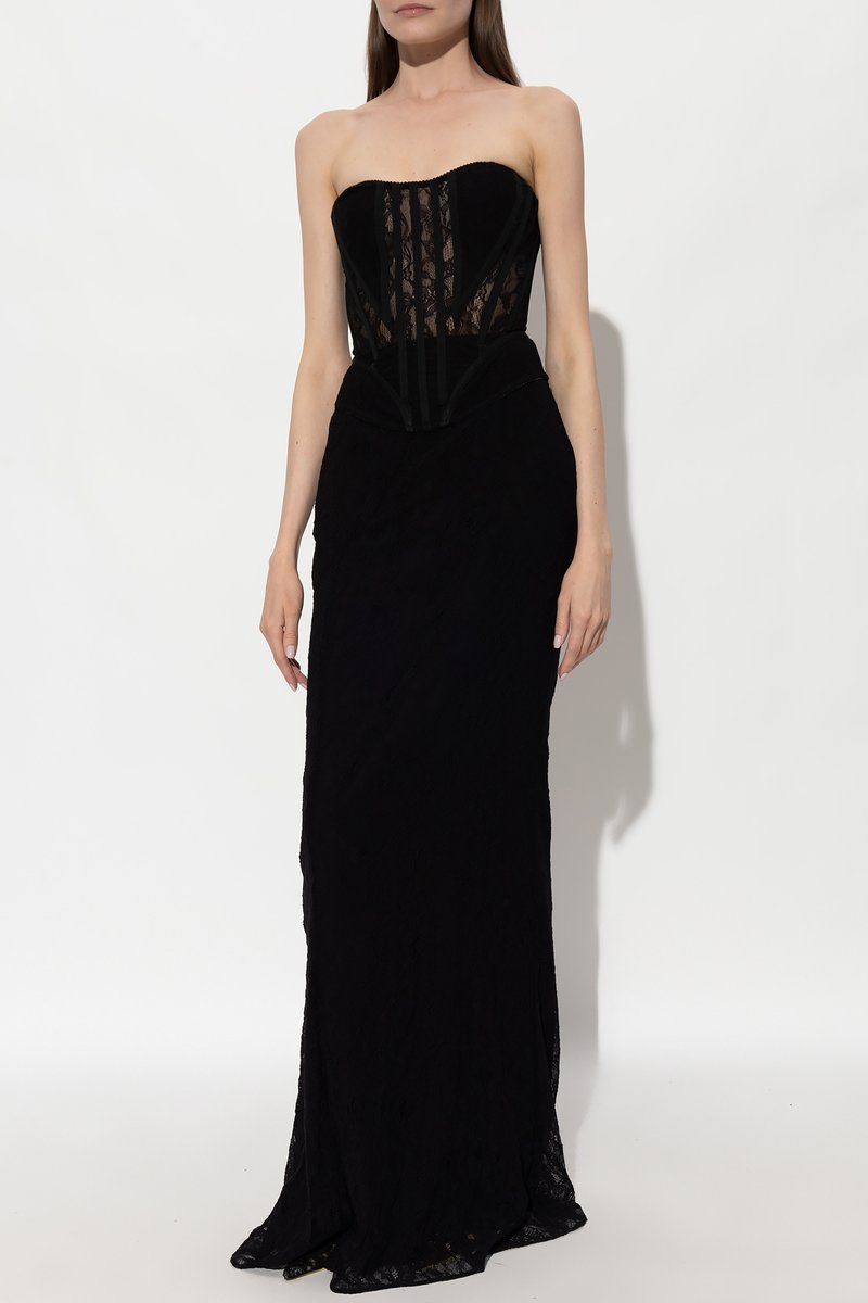 Strapless Lace Corset Maxi Dress H6161