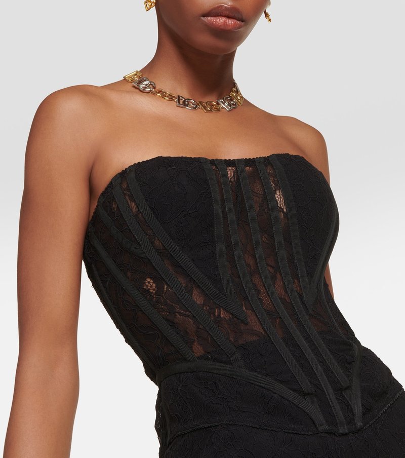 Strapless Lace Corset Maxi Dress H6161