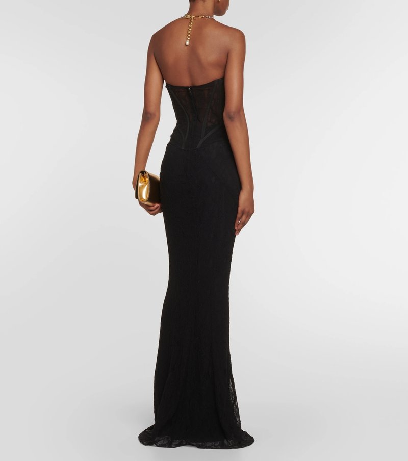 Strapless Lace Corset Maxi Dress H6161