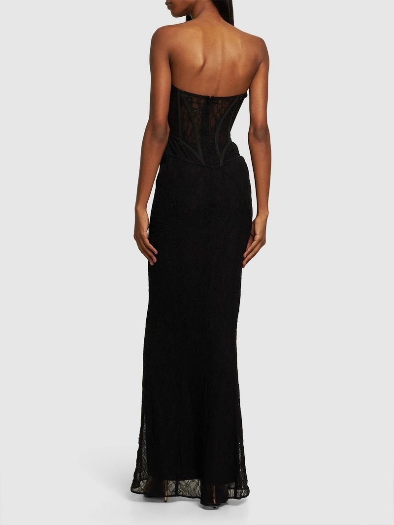 Strapless Lace Corset Maxi Dress H6161