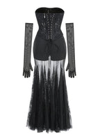 Strapless Lace Corset Maxi Dress H6554