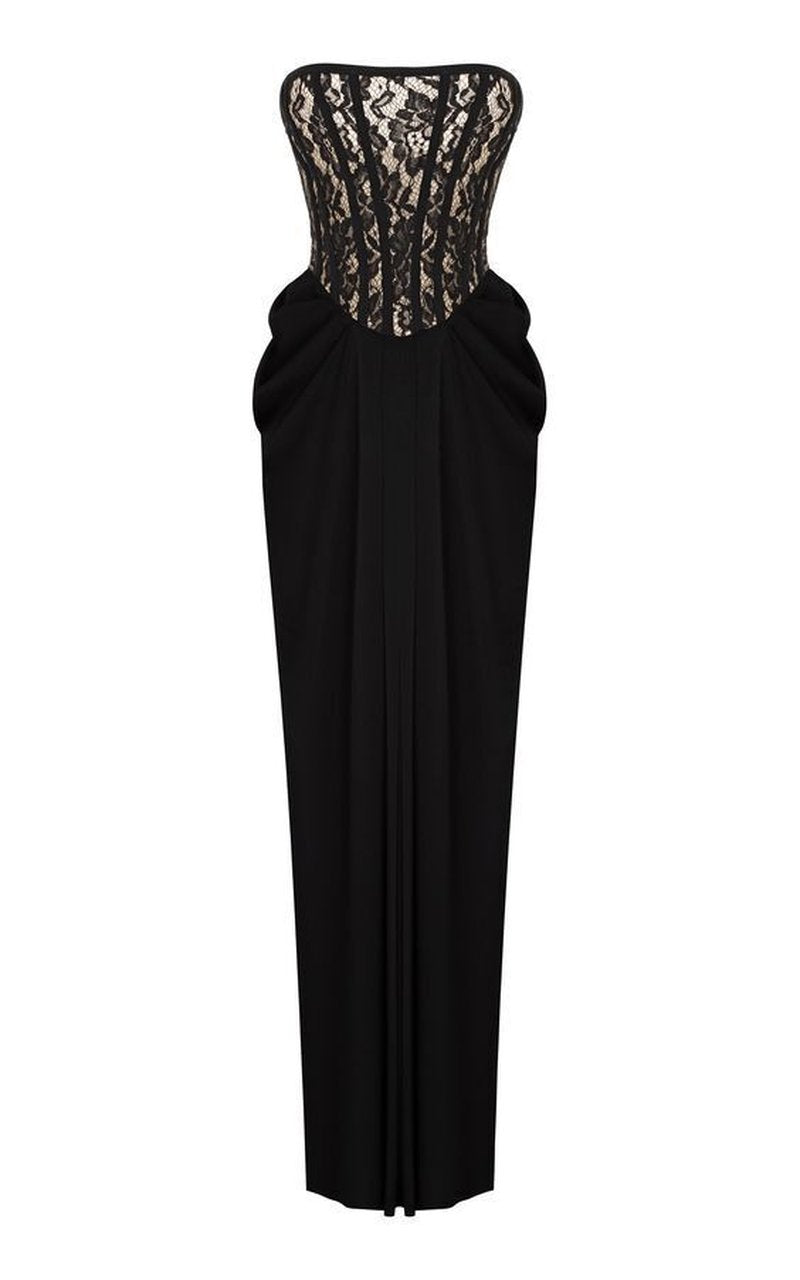 Strapless Lace Corset Maxi Dress H6897