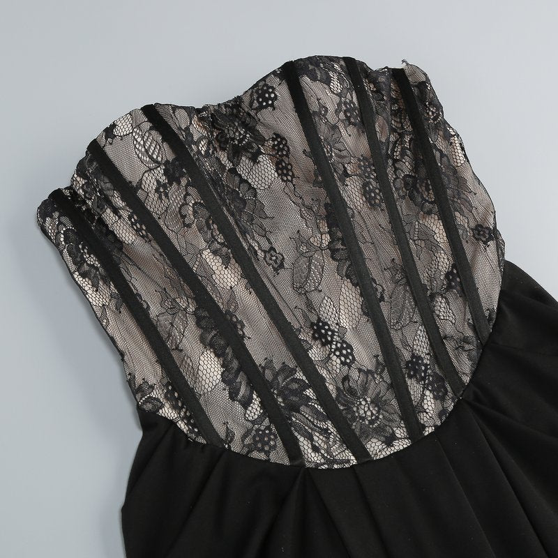 Strapless Lace Corset Maxi Dress H6897