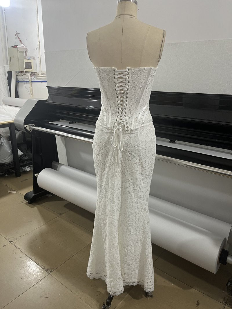 Strapless Lace Corset Mermaid Dress H7143